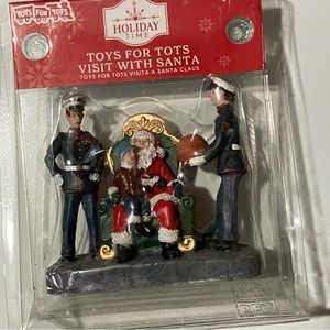 Holiday Time Toys For Tots Marines Visit with Santa Christmas Village 2023 New